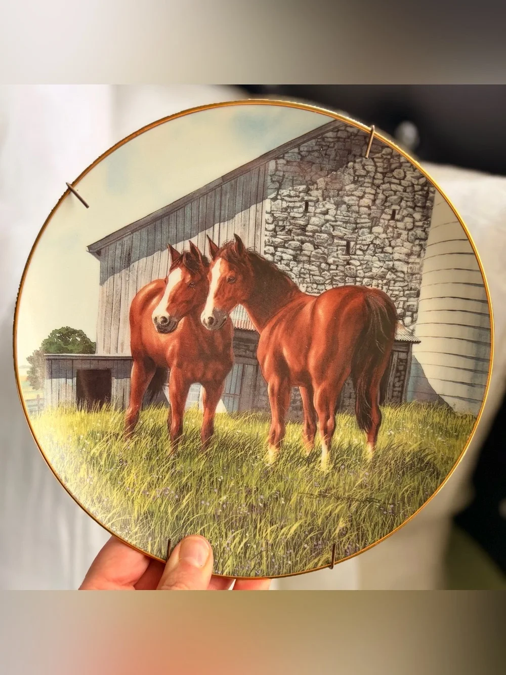 Western Cottage The Yearlings Chestnut Horses Decorative Wall Plate Danbury Mint